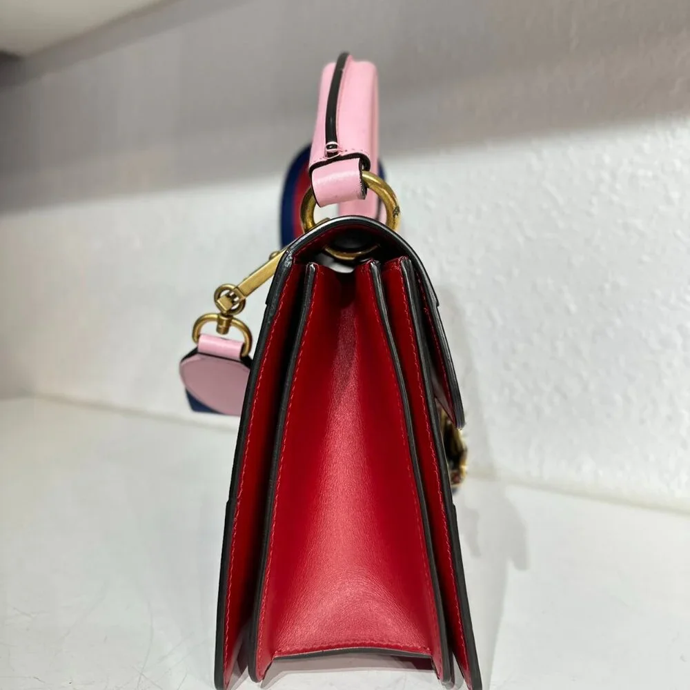 Gucci Tri-Color Leather Queen Bees Top Handle Shoulder Bag Crossbody